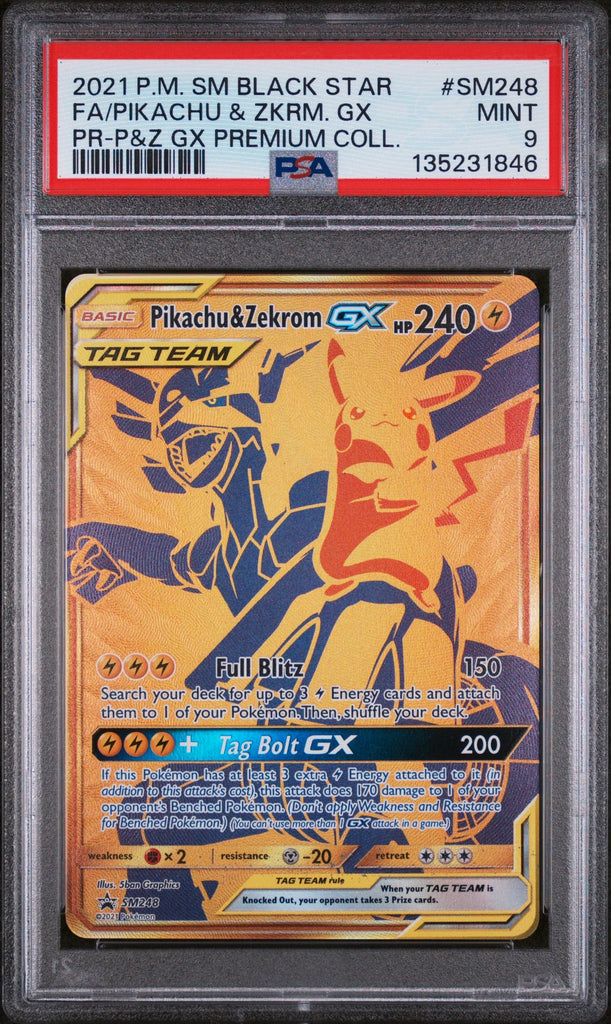 PSA 9 - FA/PIKACHU & ZKRM. GX PR-P&Z GX PREMIUM COLL. 2021 POKEMON SM