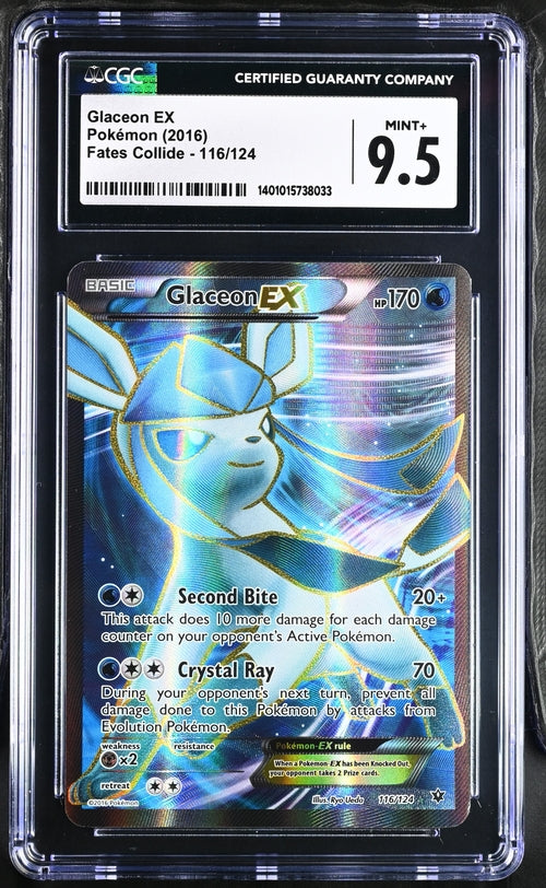 *** CGC MINT+ 9.5***2018 Pokémon Fates Collide Glaceon EX Ultra Rare