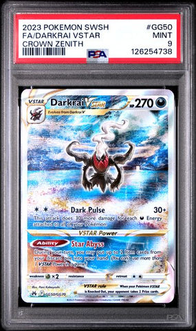 2023 POKEMON SWORD AND SHIELD CROWN ZENITH #GG50 FA/DARKRAI VSTAR CROWN ZENITH PSA 9