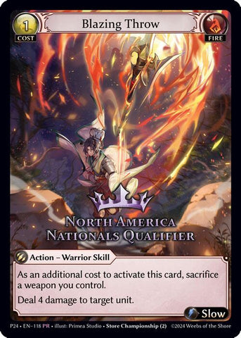 Blazing Throw (North America Nationals Qualifier) (118) [Promotional Cards]