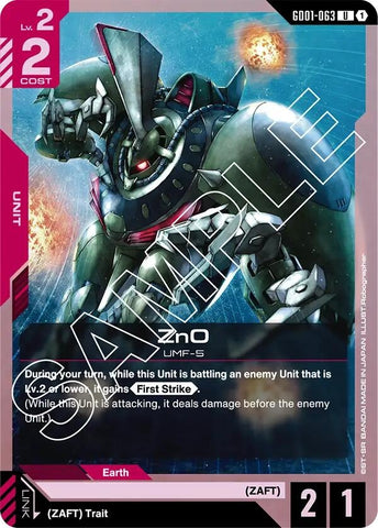 Image for ZnO (GD01-063) (Newtype Rising) - Gundam Card Game