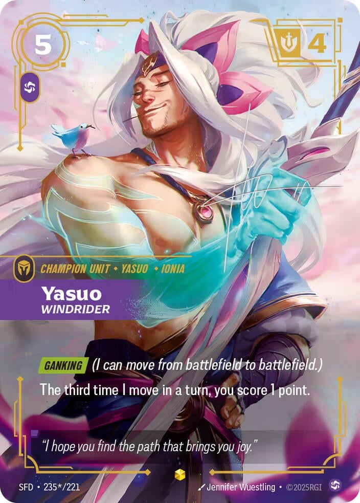 Image for Yasuo - Windrider (Signature) (235*/221) (Spiritforged) - Riftbound: League of Legends Trading Card Game