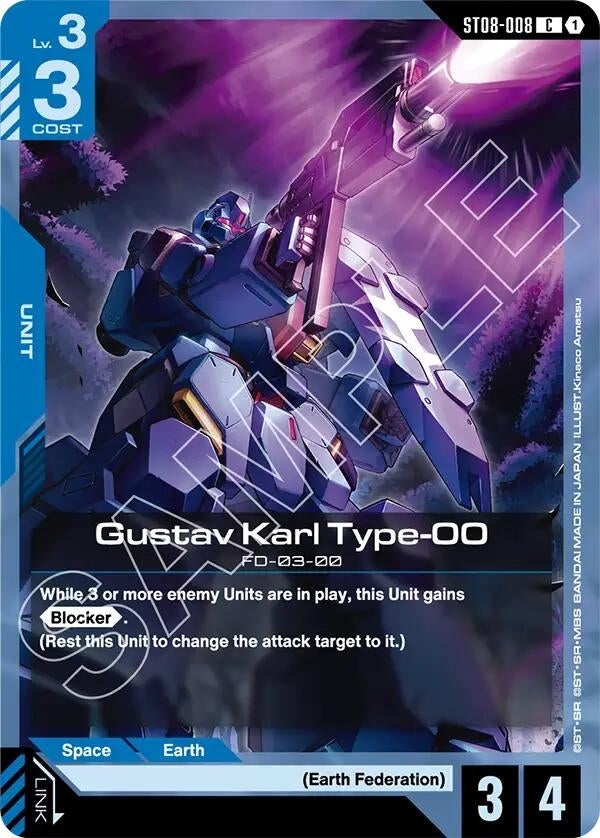 Image for Gustav Karl Type-00 (ST08-008) (Starter Deck 08: Flash of Radiance) - Gundam Card Game