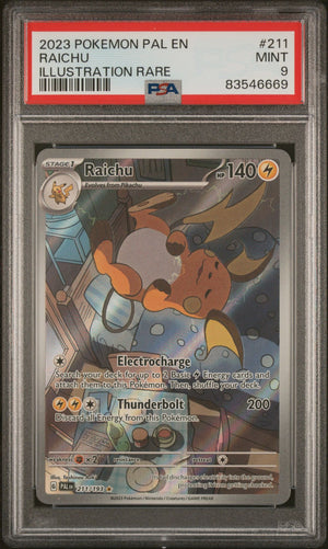 PSA 9 2023 POKEMON PAL EN-PALDEA EVOLVED #211 RAICHU ILLUSTRATION RARE