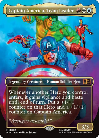 Image for Captain America, Team Leader (Borderless) (5) (Commander: Marvel Super Heroes) - Magic: The Gathering