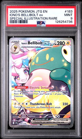 2025 POKEMON JTG EN-JOURNEY TOGETHER #183 IONO'S BELLIBOLT ex SPECIAL ILLUSTRATION RARE PSA 9