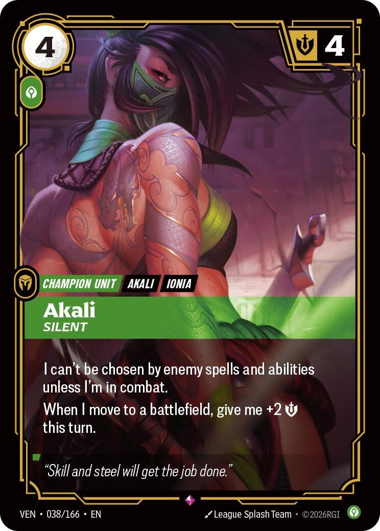 Image for Akali, Silent (038/166) (Vendetta) (VEN) - Riftbound: League of Legends Trading Card Game