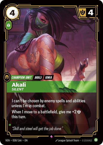 Image for Akali, Silent (038/166) (Vendetta) (VEN) - Riftbound: League of Legends Trading Card Game