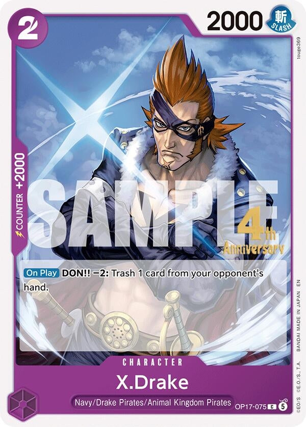 Image for X.Drake (OP17-075) (The World's Strongest Warriors Release Event Cards) (OP17 RE) - One Piece Card Game