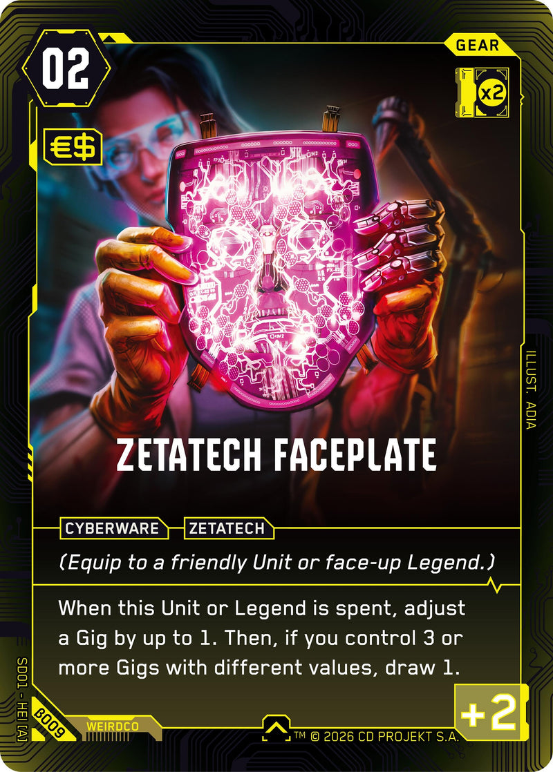 Image for Zetatech Faceplate (B009) (The Heist - Beta Starter Deck) - Cyberpunk TCG