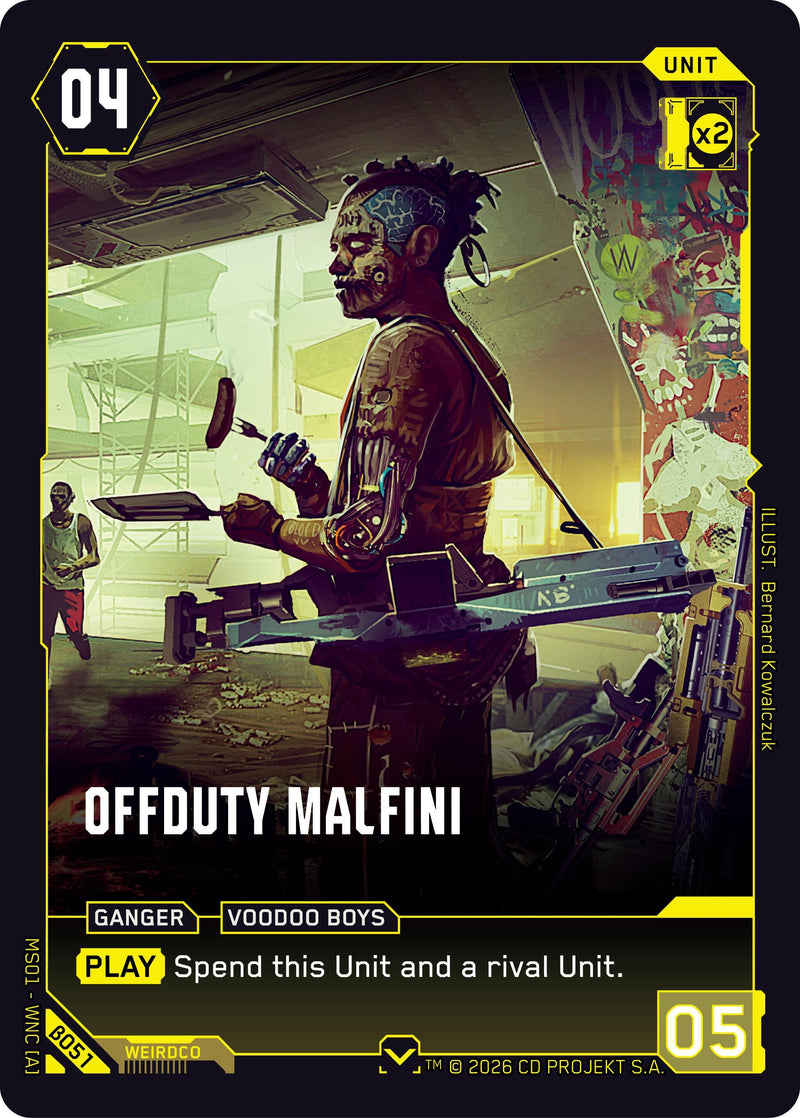 Image for Offduty Malfini (B051) (Welcome to Night City - Beta) - Cyberpunk TCG