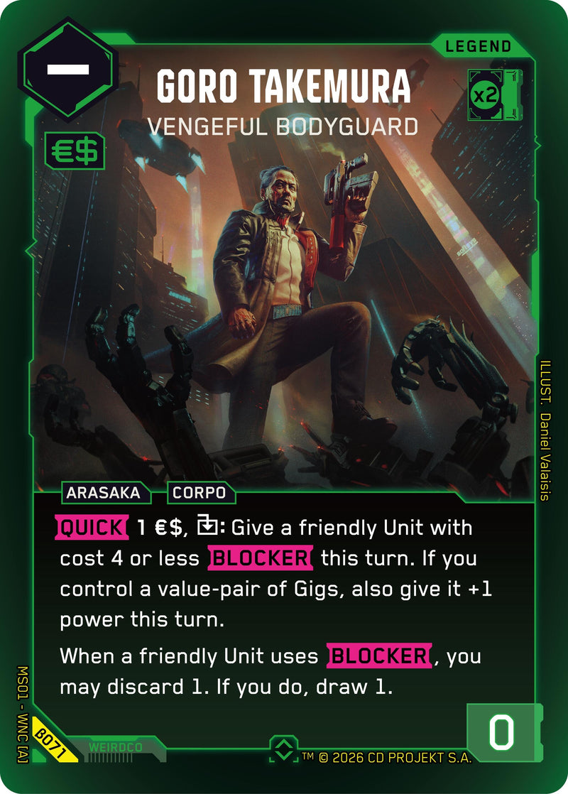 Image for Goro Takemura - Vengeful Bodyguard (Rare) (B071) (Welcome to Night City - Beta) - Cyberpunk TCG
