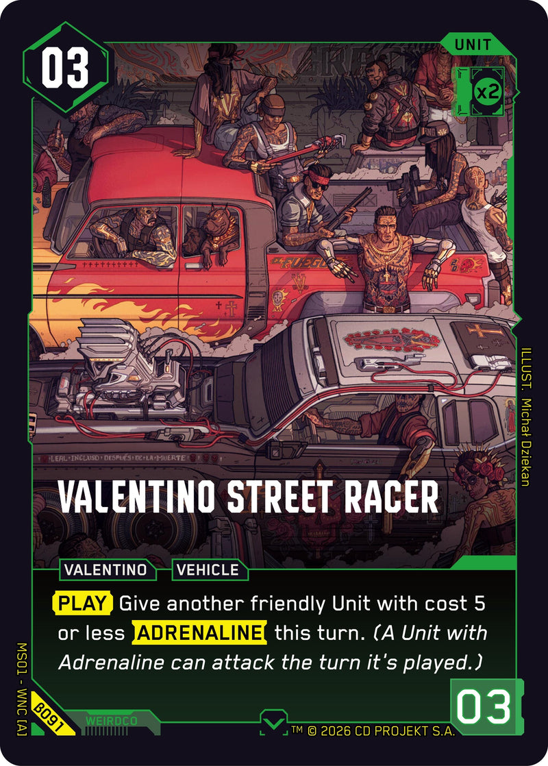 Image for Valentino Street Racer (B091) (Welcome to Night City - Beta) - Cyberpunk TCG