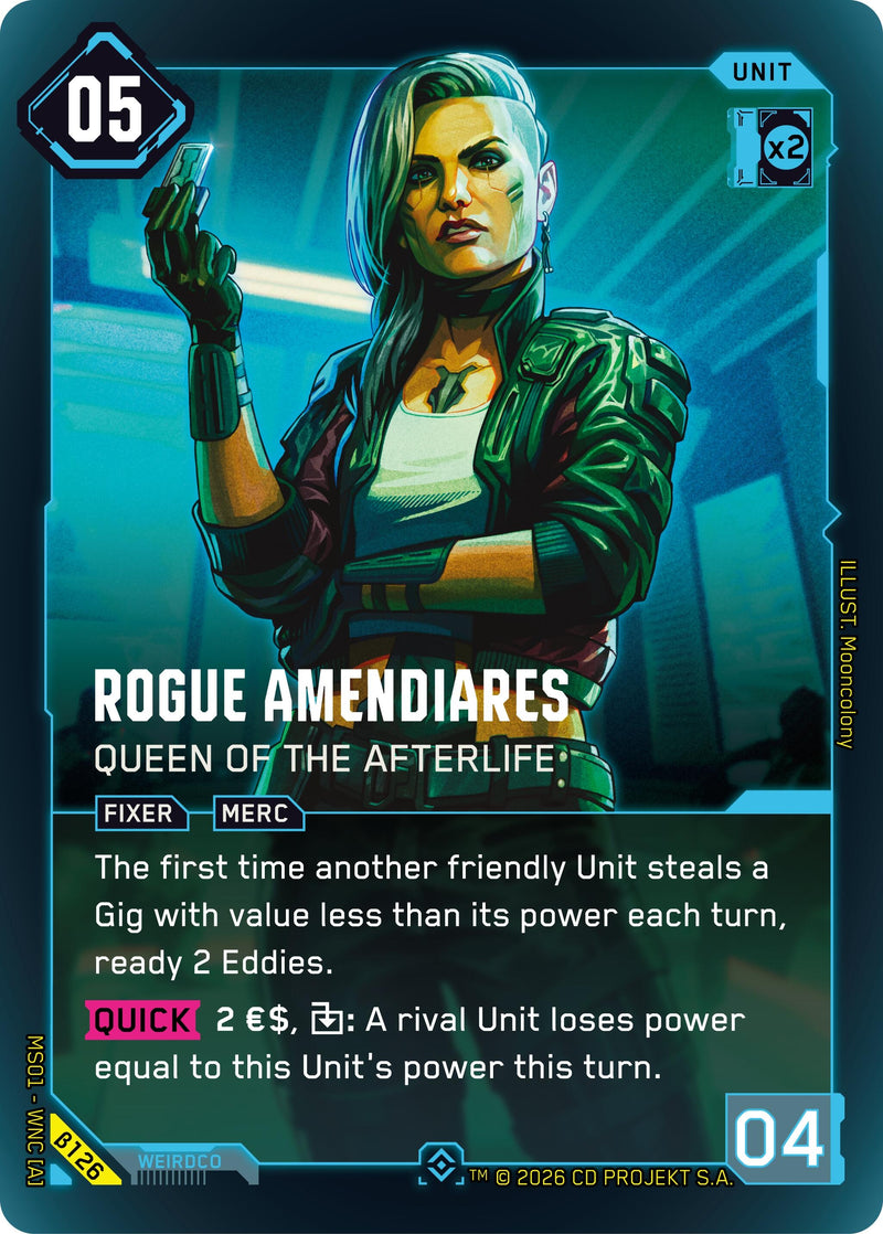 Image for Rogue Amendiares - Queen of the Afterlife (Epic) (B126) (Welcome to Night City - Beta) - Cyberpunk TCG