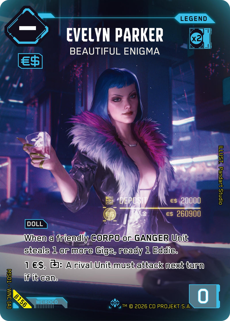 Image for Evelyn Parker - Beautiful Enigma (ILegend) (B156) (Welcome to Night City - Beta) - Cyberpunk TCG