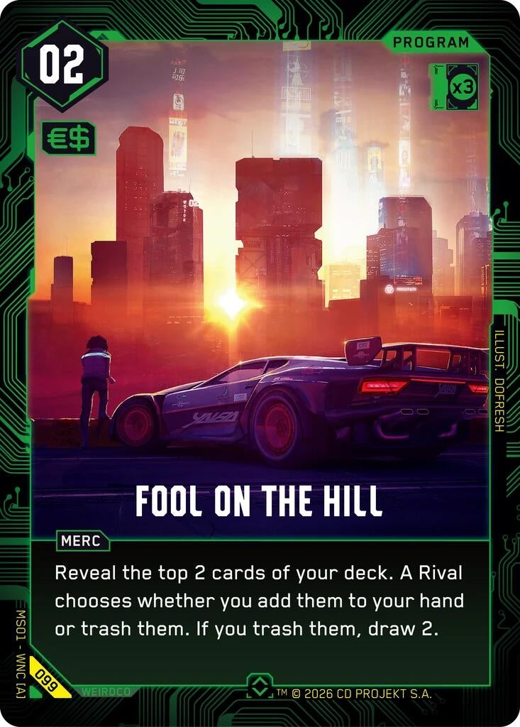 Image for Fool on the Hill (099) (Welcome to Night City - Retail) - Cyberpunk TCG