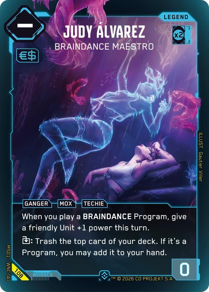 Image for Judy Alvarez - Braindance Maestro (Epic) (108) (Welcome to Night City - Retail) - Cyberpunk TCG
