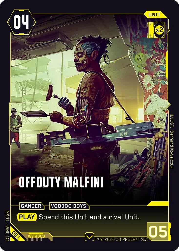 Image for Offduty Malfini (051) (Welcome to Night City - Retail) - Cyberpunk TCG