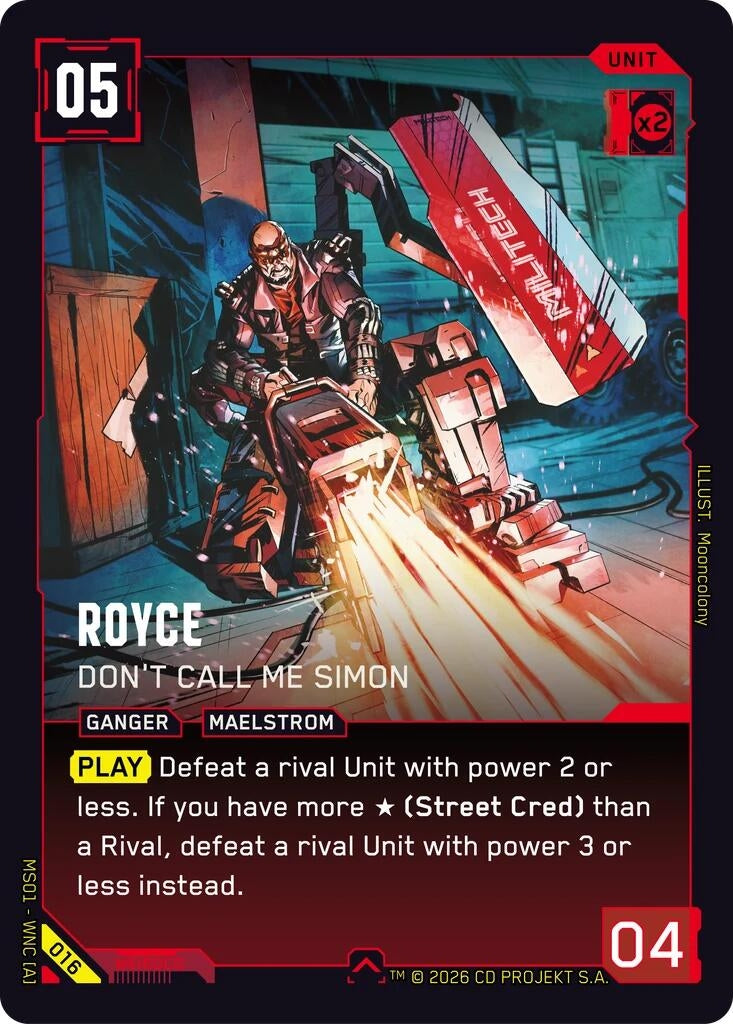 Image for Royce - Don't Call Me Simon (016) (Welcome to Night City - Retail) - Cyberpunk TCG