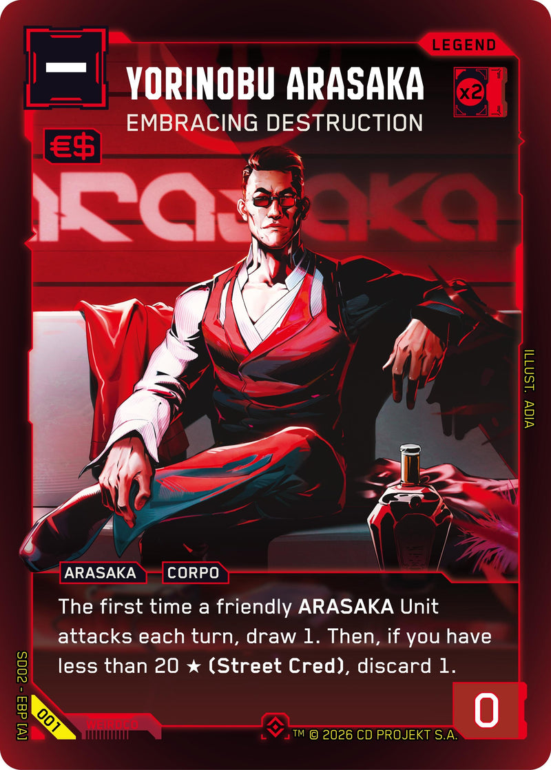 Image for Yorinobu Arasaka - Embracing Destruction (001) (Embracing Power - Retail Starter Deck) - Cyberpunk TCG