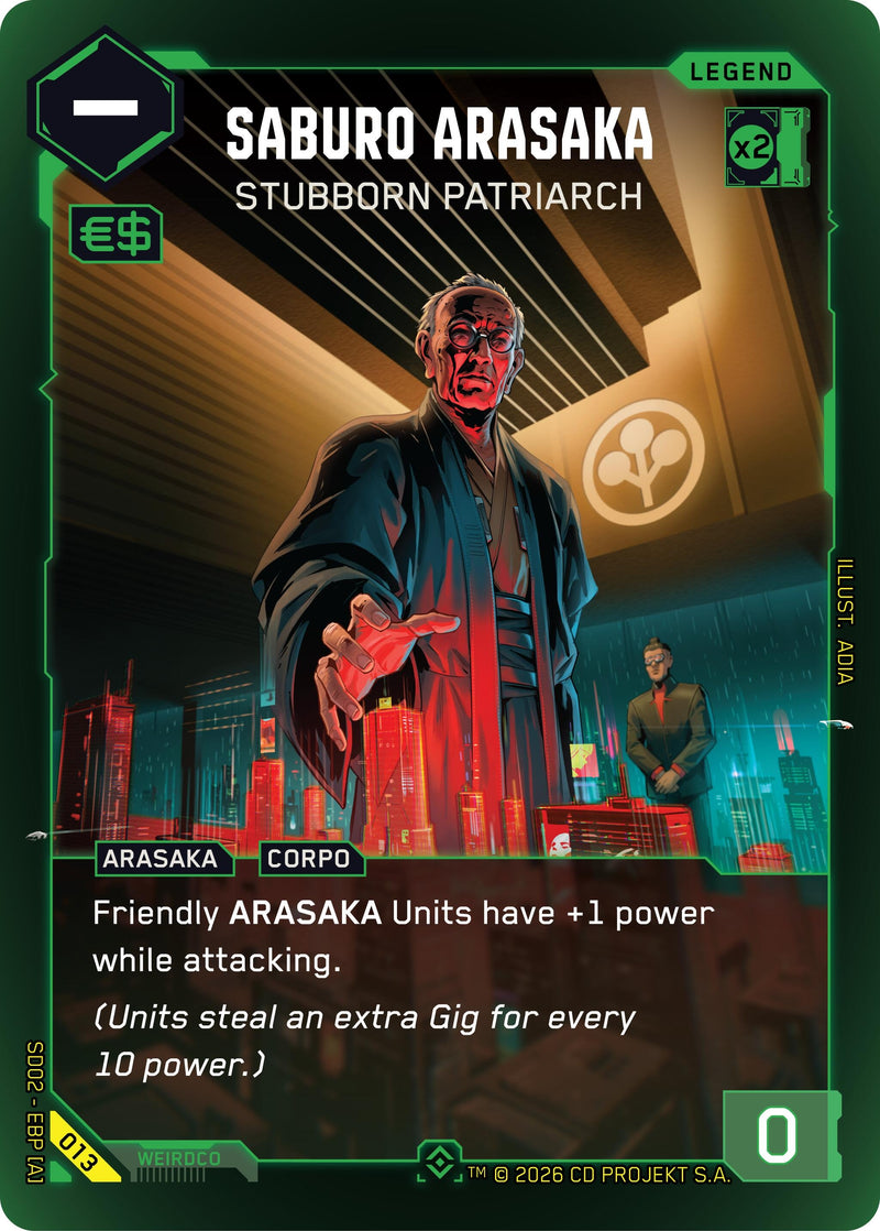 Image for Saburo Arasaka - Stubborn Patriarch (013) (Embracing Power - Retail Starter Deck) - Cyberpunk TCG