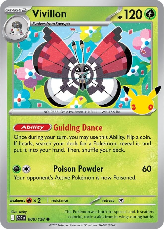 Image for Vivillon (008/128) (ME: 30th Celebration) (30C) - Pokemon