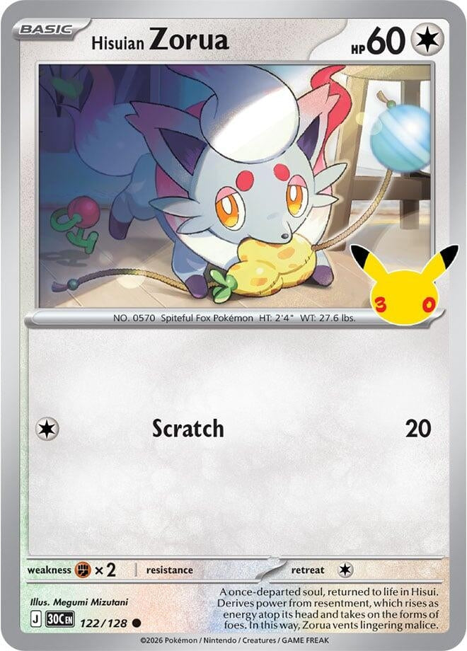 Image for Hisuian Zorua (122/128) (ME: 30th Celebration) (30C) - Pokemon