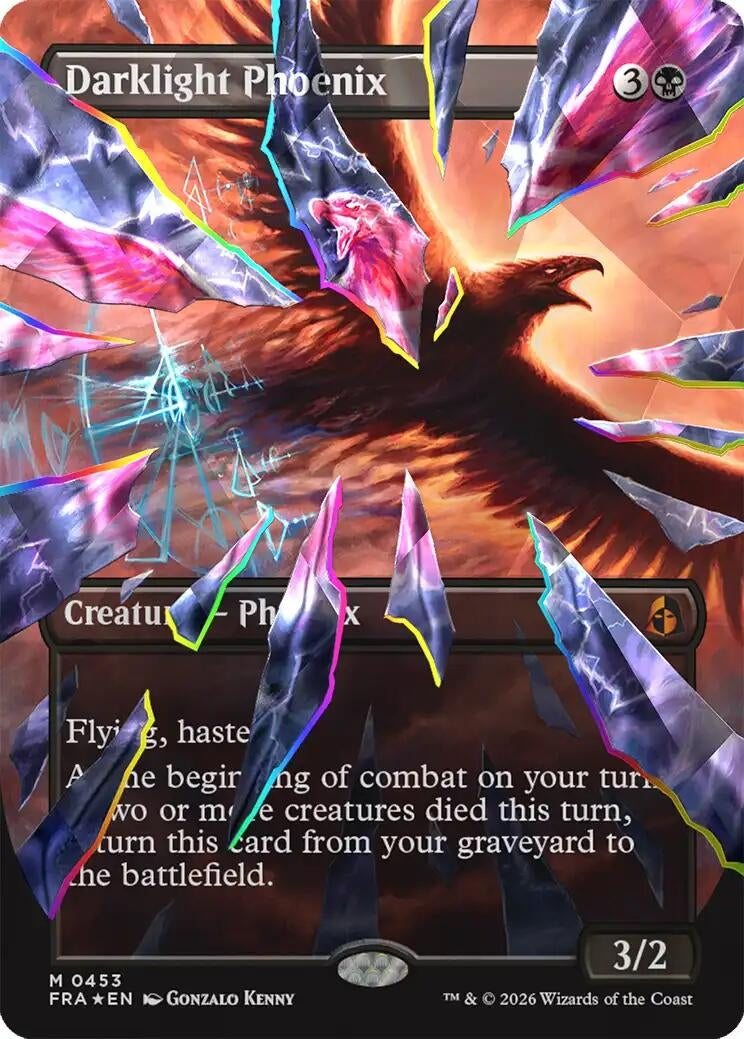 Image for Darklight Phoenix (Borderless) (Facet Foil) (0453) (453) (Reality Fracture) (FRA) - Magic: The Gathering