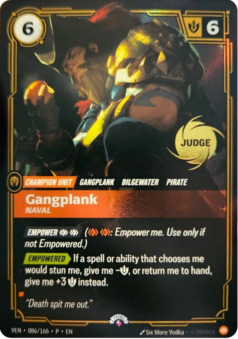 Image for Gangplank, Naval (086/166) (Riftbound Judge Promotional Cards) (JDG) - Riftbound: League of Legends Trading Card Game