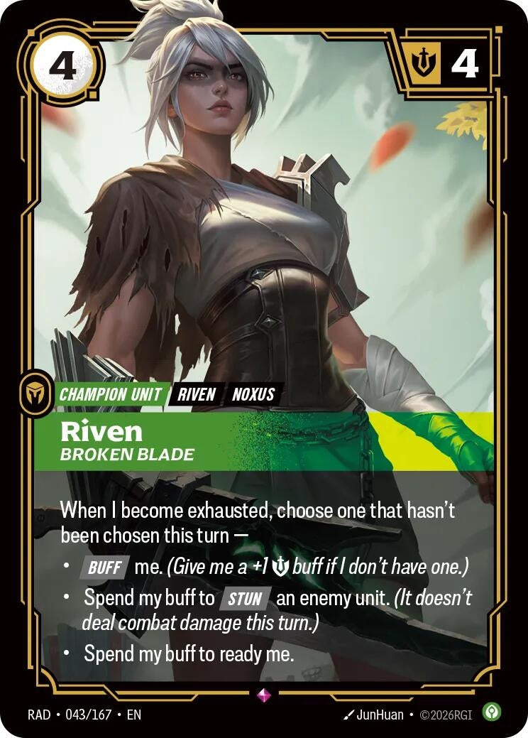 Image for Riven, Broken Blade (043/167) (Radiance) (RAD) - Riftbound: League of Legends Trading Card Game