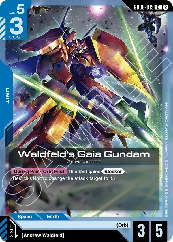 Image for Waldfeld's Gaia Gundam (GD06-015) (Stardust Trails) (GD06) - Gundam Card Game
