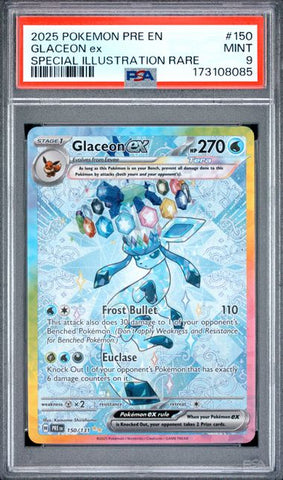 2025 POKEMON PRE EN-PRISMATIC EVOLUTIONS #150 GLACEON ex SPECIAL ILLUSTRATION RARE SPECIAL ILLUSTRATION RARE 2025 POKEMON PRE EN-PRISMATIC EVOLUTIONS PSA 9