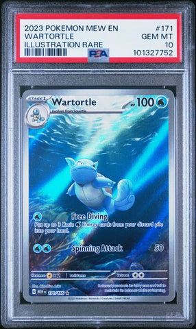 2023 POKEMON MEW EN-151 #171 WARTORTLE ILLUSTRATION RARE psa 10