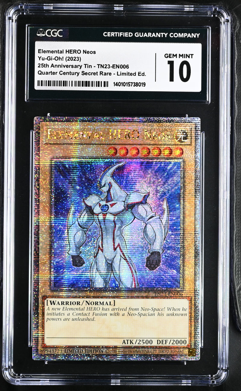 CGC 10 - Yu-Gi-Oh! 2023 25th Anniversary Tin TN23-EN006 Quarter Century Secret Rare Elemental HERO Neos
