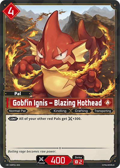 Image for Gobfin Ignis – Blazing Hothead (EBP01-003) (Booster Pack "Dawn of Palpagos") (EBP01) - Palworld Official Card Game