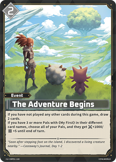 Image for The Adventure Begins (EBP01-100) (Booster Pack "Dawn of Palpagos") (EBP01) - Palworld Official Card Game