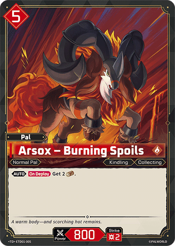 Image for Arsox – Burning Spoils (ETD01-005) (Trial Deck "Dawn of Palpagos Red・Blue") (ETD01) - Palworld Official Card Game