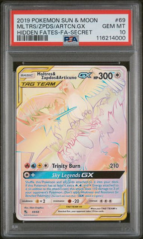***PSA 10*** 2019 POKEMON SUN & MOON HIDDEN FATES #69 MLTRS/ZPDS/ARTCN.GX HIDDEN FATES-FA-SECRET