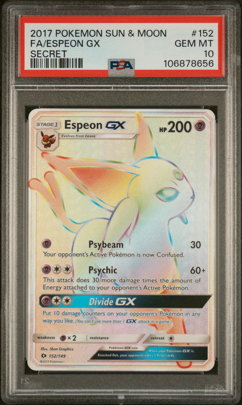 PSA 10 - FA/ESPEON GX SECRET 2017 POKEMON SUN & MOON