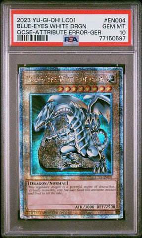 BLUE-EYES WHITE DRGN. QCSE-ATTRIBUTE ERROR-GER 2023 YU-GI-OH! LC01-LEGENDARY COLLECTION: 25TH ANNIVERSARY EDITION PSA 10