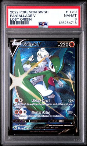 2022 POKEMON SWORD & SHIELD LOST ORIGIN #TG19 FA/GALLADE V LOST ORIGIN PSA 8