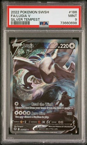 2022 POKEMON SWORD & SHIELD SILVER TEMPEST #186 FA/LUGIA V SILVER TEMPEST PSA9
