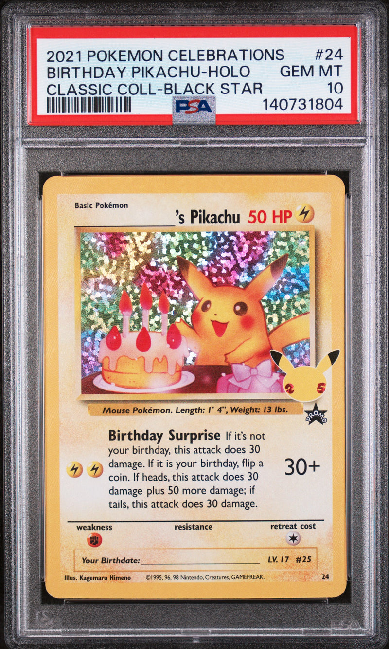 PSA 10 - BIRTHDAY PIKACHU-HOLO CLASSIC COLL-BLACK STAR 2021 POKEMON CELEBRATIONS CLASSIC COLLECTION
